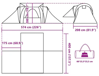 Obrázok produktu pre vidaXL Kupolový rodinný stan pre 6 osôb Šedá a oranžová Vodotesný