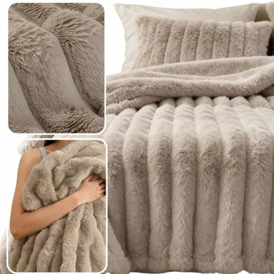 Zdjęcie produktu dla Koc Bunny 220x240 cm Taupe z mikrofibry