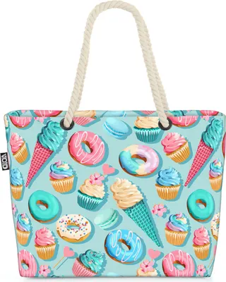 Produktbild von VOID Cupcake Eis Party Strandtasche Shopper 58x38x16cm 23L XXL Einkaufstasche Tasche Reisetasche Beach Bag