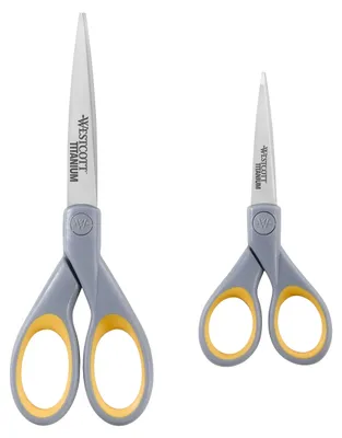 Produktbild von Westcott E-13824 00 Titan Nitrid Softgrip Scheren-Set, grau/gelb, 13cm (5") und