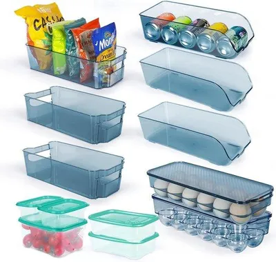 Produktbild von Famanu Kühlschrankorganizer - 13-teiliges Set mit Handgriffen, BPA-freie transparente Aufbewahrungsboxen