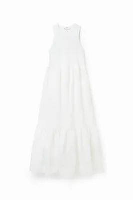 Produktbild von Desigual Weste Lourdes Damen Dressoff Weiß Strukturiertes ärmelloses Midi