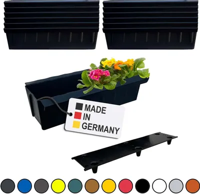Image de BURI 12 inserts de jardinières pour palettes Euro avec tapis d'arrosage | avec système de suspension à accrocher | 37,3cm noir | jardinière pour palette Euro | balconnière | pot de fleurs | extrêmement stable