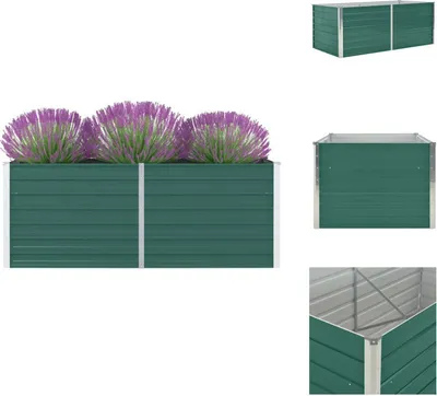 Obrázok produktu pre vidaXL Zvýšený záhon 160 x 80 x 45 cm Pozinkovaná oceľ Zelená - Kvetináče a sadenice