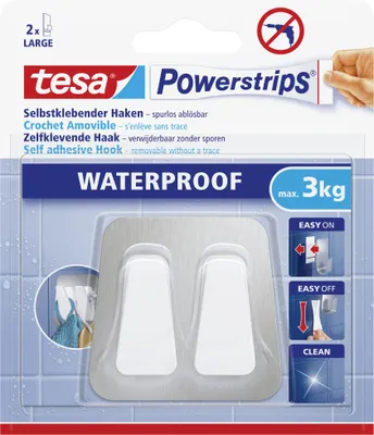 Produktbild von TESA 59785-00000, Drinnen, Handtuchhaken, Edelstahl, Weiß, Kunststoff, Edelstahl, Klebestreifen, 3 kg