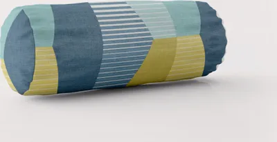Produktbild von SCHÖNER LEBEN. Kissenhülle geom. Retro Sechseck blau grün weiß Größe 15x40cm (ØxB) Nackenrolle 15x40cm (ØxB) Nackenrolle Größe