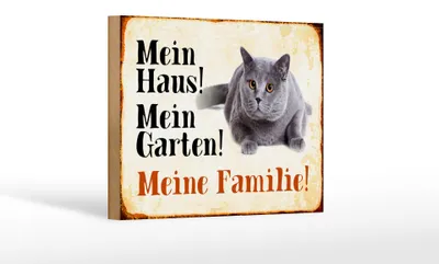 Produktbild von Holzschild Tiere 18x12cm Katze mein Haus Garten Familie