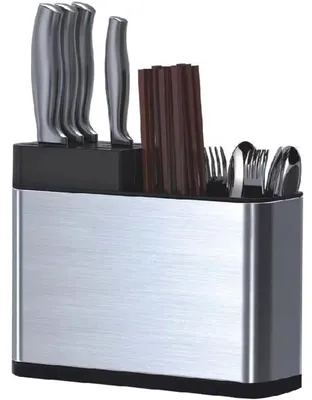 Bestekorganizer aus Edelstahl, 15,3x18x8,7 cm, mit Abtropfschale