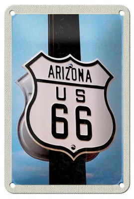 Produktbild von Blechschild Reise 12x18cm Amerika USA Arizona Straße Route 66 Schild