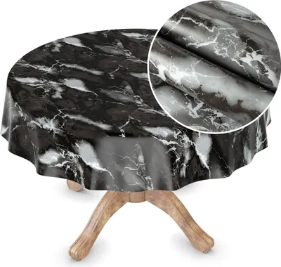Produktbild von Tischdecke Wachstuch MIMOSA Marmor Grau Robust Wasserabweisend Rund 140 cm