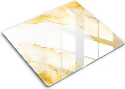 Zdjęcie produktu dla Deska kuchenna – 60 cm x 52 cm - Szklana deska do krojenia - Szkło hartowane – Antypoślizgowa - Żółta Abstrakcja