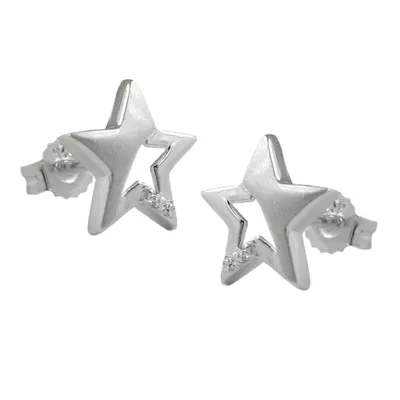 Produktbild von Ohrstecker Ohrring 10x10mm Stern mit Zirkonia Silber 925 silber 10x10mm