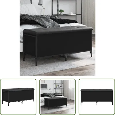 Obrázek produktu pro The Living Store Lavice s úložným prostorem černá 102x42x45 cm Materiál na bázi dřeva