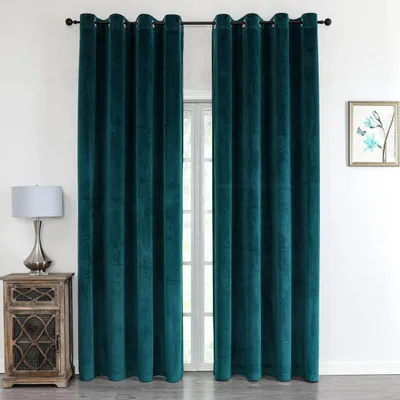 Produktbild von Opaque Velvet Vorhang mit Ösen 140 x 245 cm - Luxus in Petrolblau