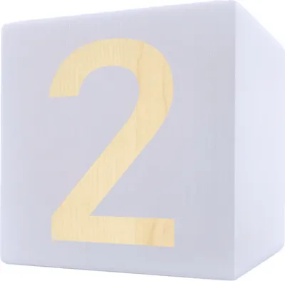 Produktbild von Holzbuchstabe Würfel, 5 x 5 cm, weiß, Zahl 2