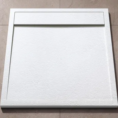 Produktbild von doporro Duschtasse Duschwanne 90x100x3cm aus Mineralguss in Weiß Rechteckig DIN-Anschlüsse für bodenebene Montage geeignet Geoma10