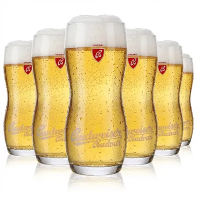 Produktbild von 6x Budweiser Bier Glas 0,3L Konturglas Biergläser Designgläser Budvar