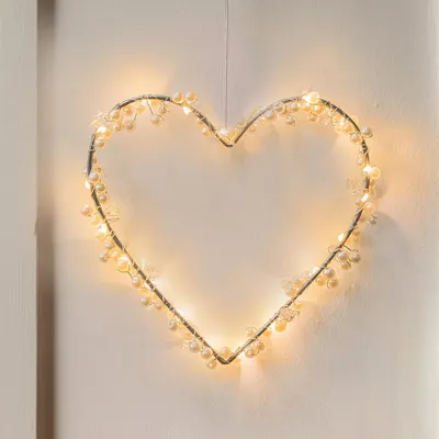 LED Herzlichterkette 20 warmweiße Lichter, 2 m