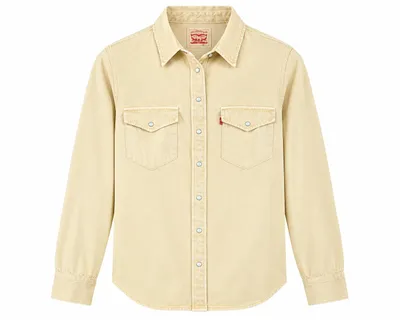 Produktbild von Levi's Damen Western Jeanshemd Iconic Beige – Langarm Denim Bluse mit Druckknöpfen