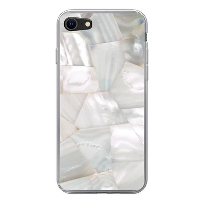 Produktbild von MuchoWow® Handyhülle Schutzhülle Hülle für iPhone 8 Naturstein - Perlmutt - Weiß Silikon Softcase Handy Hülle - Schutzhaube