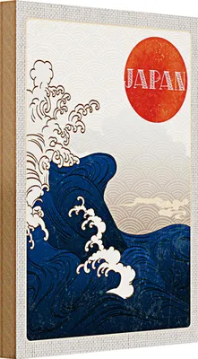 Produktbild von Holzschild Reise 20x30cm Japan Asien Wellen Meer Flut Urlaub