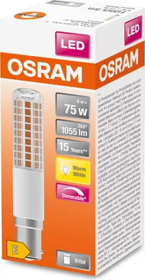 Obrázok produktu pre OSRAM LED Superstar Special T SLIM, stmievateľná tenká špeciálna LED žiarovka, pätica B15d, teplá biela (2700K), náhrada za bežnú 75W žiarovku, 1 balenie