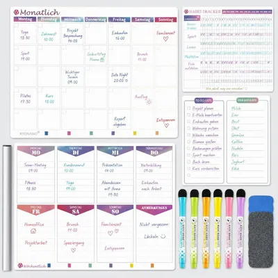 Produktbild von Omgoods – Magnetischer Familienplaner für 4 Personen mit Gewohnheitstracker und To-Do-Liste