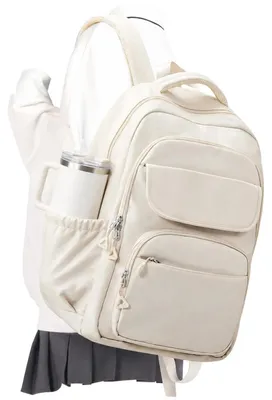 Productafbeelding van Rugzak voor tieners, jongens en meisjes, met laptopvak, waterdicht, beige
