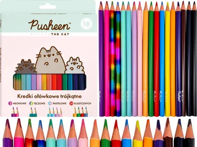Productafbeelding van 18 gekleurde potloden, 18 cm, Pusheen 2042