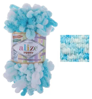 100g Strickgarn ALIZE Puffy Color, hellblau