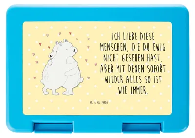 Produktbild von Mr. & Mrs. Panda Snackbox Eisbär Umarmen - Gelb Pastell - Geschenk, Frühstücksbox, Tiere, Bentobox, Essensbox, Brotbehälter, Bento Box