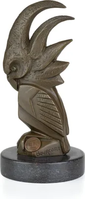 Immagine prodotto di Scultura uccello cacatua in bronzo H 16,7 cm Figura animale su base in marmo con feltro Scultura di uccello di alta qualità per interni Classica e senza tempo
