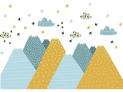 Image de Stickers muraux pour chambre d'enfant – Décoration de chambre de bébé – Grand sticker mural représentant les montagnes scandinaves LEOKA – 60 x 90 cm