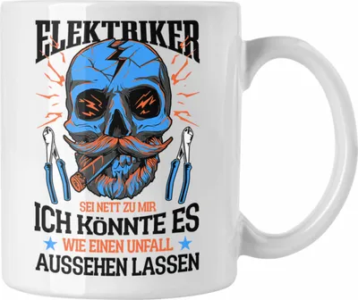 Produktbild von Trendation - Elektriker Sei Nett Zu Mir Ich Könnte Es Wie Ein Unfall Aussehen Lassen Tasse Geschenk Lustiger Spruch Elektriker (Weiß)