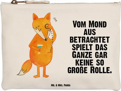 Produktbild von Mr. & Mrs. Panda Schminktasche Fuchs Lord Größe M - Weiß - Geschenk, Spruch Lustig, Schick, Motivation, Kulturtasche, Füchse, Neugierig, Kulturbeutel, kosmetiktäschchen
