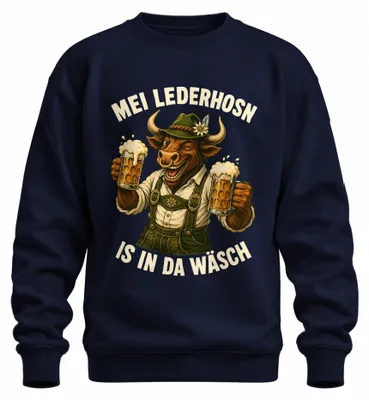 Imagen del producto de Mei Lederhosn: Camiseta de traje tradicional bávaro, pantalones de cuero, sudadera, jersey, color azul marino, talla 3XL