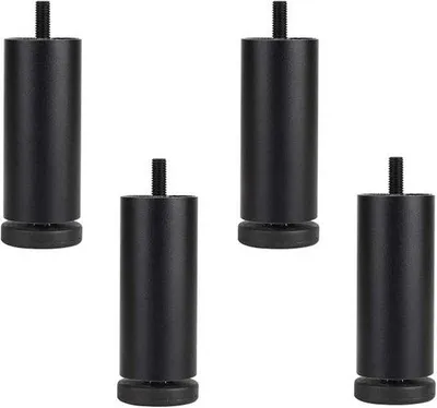 Productafbeelding van 4 aluminium meubelvoeten met hoogte-adjustering - Verstelbare kastpoot voor meubels (zwart, 10 cm)