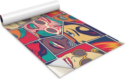 Obrázek produktu pro Samolepicí fólie na nábytek - dekorační fólie - stolní nábytek - lze stříhat na míru - ženské tváře ve stylu pop art - 100 x 50 cm