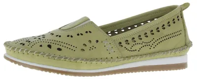 Produktbild von Andrea Conti Damen Slipper aus wrinkled Leder mit Lochmuster 1889603, Größe:38 EU, Farbe:Grün