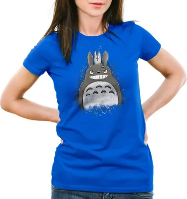 Produktbild von style3 Totoro Duo Damen T-Shirt neko mein nachbar anime tonari no, Farbe:Blau, Größe:S
