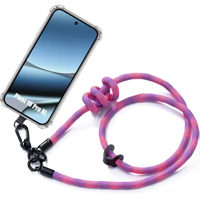 Image de Coque pour Google Pixel 10 Pro XL, Protection Transparente Antichoc avec Cordon Amovible Rose