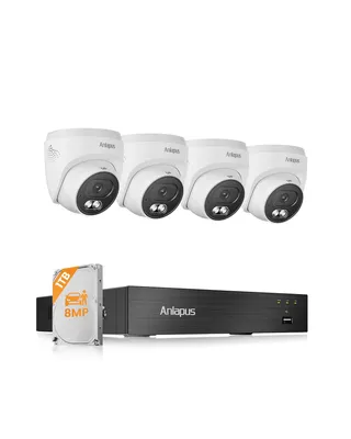 Produktbild von Anlapus 4K 8MP Überwachungskamera Set Außen, Audioaufnahme, KI Personen- und Fahrzeugerkennung, IP66, Nachtsicht