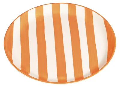 Image de Zafferano Set 2 Assiettes À Rayures Lido Céramique Artisanale Décorée Main Rouge Brique - Une Touche De Design Italien Élégant Pour Votre Table