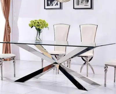 Produktbild von Luxus Tisch Design Esszimmer 180x90cm Esstische Glas Möbel Design Tische Neu