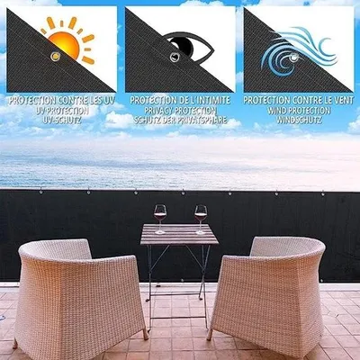 Immagine prodotto di Schermo privacy per balconi HB2 in polietilene HDPE opaco, 500 x 90 cm, antracite - frangivento incluso montaggio