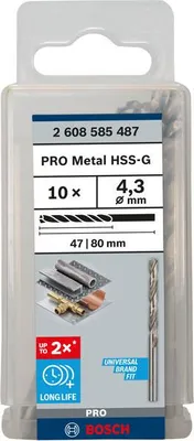 Produktbild von PRO Metal HSS-G Spiralbohrer, 4,3 x 47 x 80 mm, 10-tlg.
