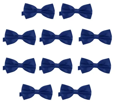 Produktbild von 10er Set DonDon Herren Fliege 12 x 6 cm gebunden und längenverstellbar dunkelblau