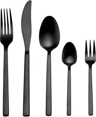Produktbild von ECHTWERK Tafelbesteck Set Premium 30tlg PURE BLACK - Shiny, Farbe:Schwarz