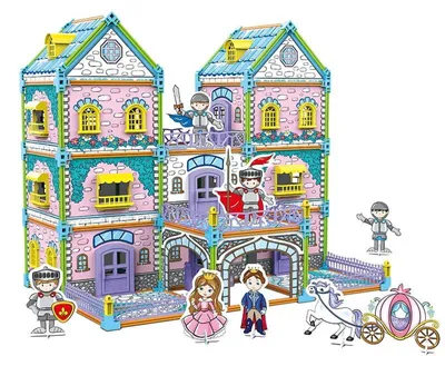 Produktbild von Puppenhaus zum Ausmalen Prinzessinnenschloss - Kartonhaus Bausatz ab 5 Jahren