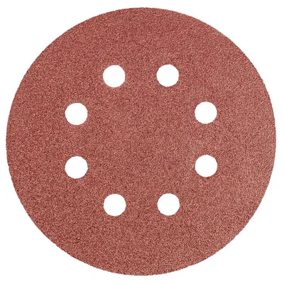 Produktbild von Schleifscheiben mit Klettverschluss, 125 mm, Körnung P80, 5 Stück, mit 8 Löchern